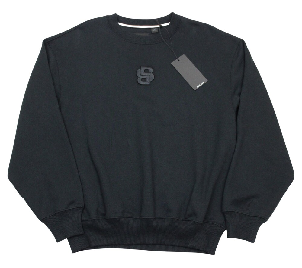 BOSS Sweatshirt Mens Small Black Cotton Crewneck Soleri 10 AN Pullover